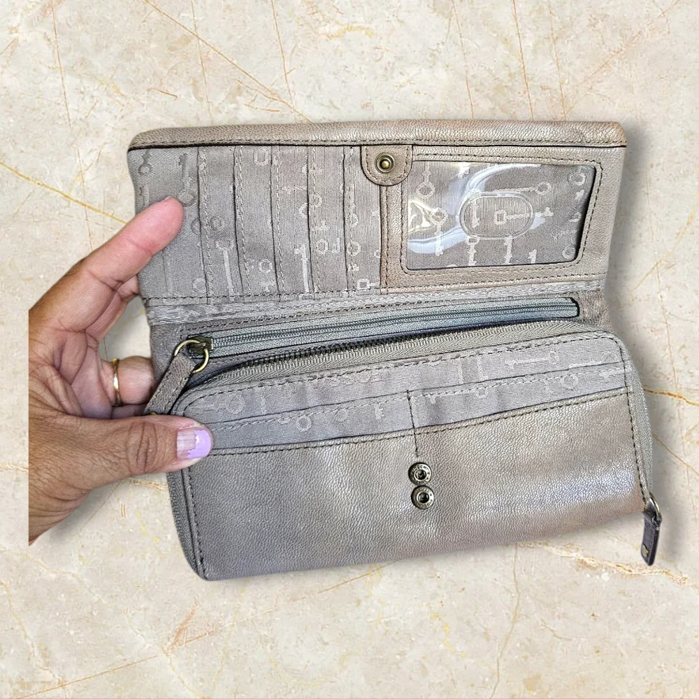 Fossil Brown Clutch with Colorful Accents